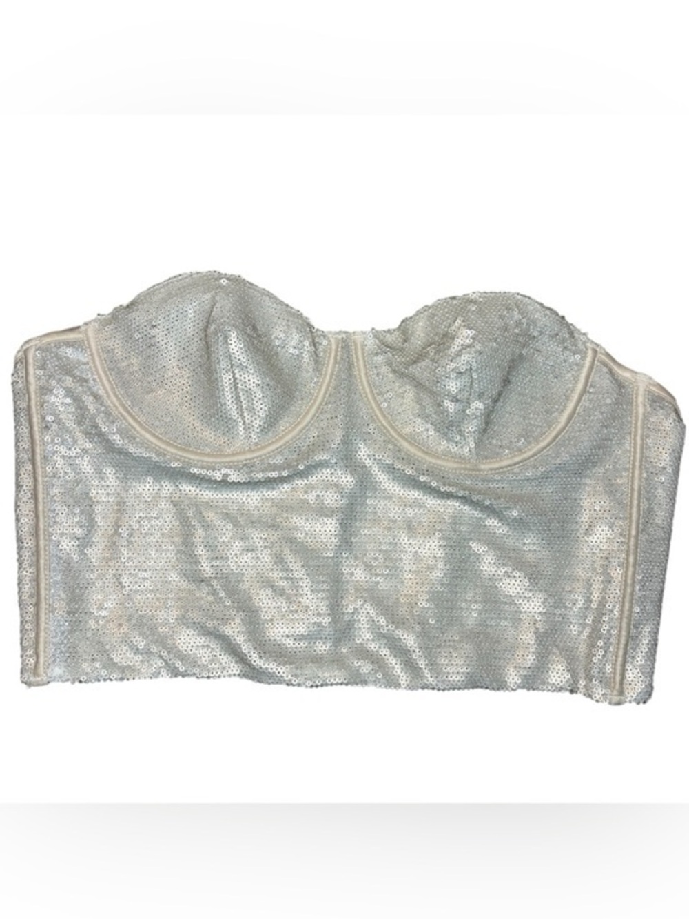 NEW Zara sequin tube top silver medium